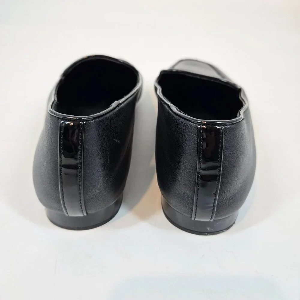 Donald Pliner Black Patent & Smooth Halia Loafers Square Toe Women's Size US 8